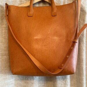 Mansur Gavriel North South Leather Tote in Cammello Tan